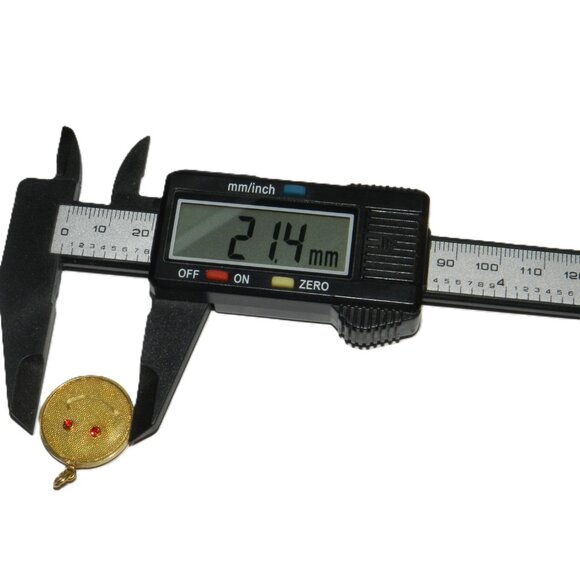 Happy Smiley Face Emoji Pendant in 14k Yellow Gold 2 Sided w Ruby - Picture 11 of 14